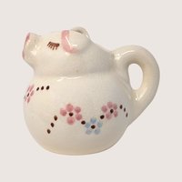 1950s Ceramic Pig Creamer with Floral Accent 