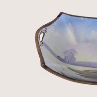 1910s Nippon Hand Painted Landscape Porcelain Trinket Dish
