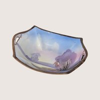 1910s Nippon Hand Painted Landscape Porcelain Trinket Dish