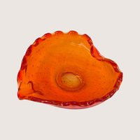 1960s Murano Glass Amberina Orange Ashtray