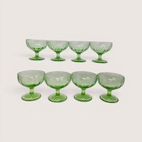 1930 Hocking Glass Cameo Green Depression Glass Sherbet Glasses Set of 8