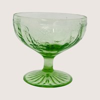 1930 Hocking Glass Cameo Green Depression Glass Sherbet Glasses Set of 8