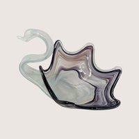 Vintage Art Glass Grey Swan Bowl 