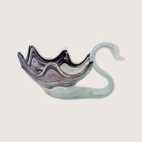 Vintage Art Glass Grey Swan Bowl 