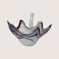 Vintage Art Glass Grey Swan Bowl 