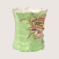 1920s Floral Ceramic Toothpick Holder Rose with Gold Accent