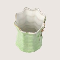 1920s Floral Ceramic Toothpick Holder Rose with Gold Accent