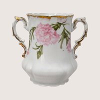 1910s Royal Bavarian PM Porcelain Creamer Sugar Bowl Pink Floral Set