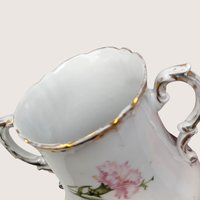 1910s Royal Bavarian PM Porcelain Creamer Sugar Bowl Pink Floral Set