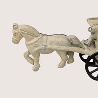1920s Cast Iron Horse Drawn Ice Cart Toy with Removable Driver