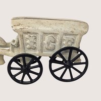 1920s Cast Iron Horse Drawn Ice Cart Toy with Removable Driver