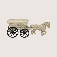 1920s Cast Iron Horse Drawn Ice Cart Toy with Removable Driver