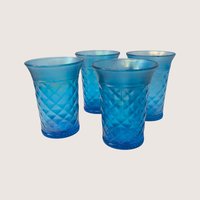 1920s Northwood Glass Celeste Blue Stretch Pitcher Tumbler Set
