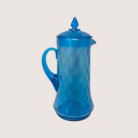 1920s Northwood Glass Celeste Blue Stretch Pitcher Tumbler Set