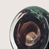 1970s Murano Style Brown Swirl Art Glass Bud Vase with Bicorn Rim