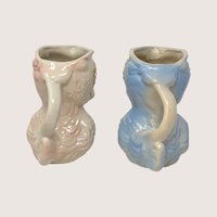 1940s Shawnee Pottery Ceramic Owl Creamer Pitcher Pair