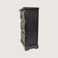 1980s Wooden Carved Leaf 3 Drawer Mini Chest