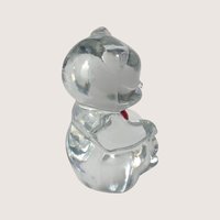 1990s Fenton Glass Birthstone Bear July Ruby Clear Glass Figurine