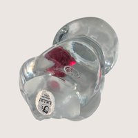 1990s Fenton Glass Birthstone Bear July Ruby Clear Glass Figurine