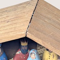 Vintage Handmade Wooden Nativity Folk Art Christmas Set
