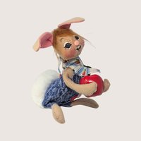 1995 Annalee Felt Fabric Country Boy Bunny Figurine