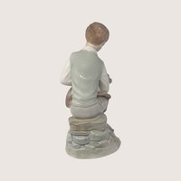 Vintage Zaphir Porcelain Boy Petting Puppy Figurine
