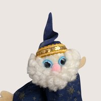 1970s Handmade Felt Wizard Puppet Vintage Folk Art