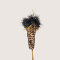 1970s Handmade Felt Leopard Stick Puppet Vintage Folk Art
