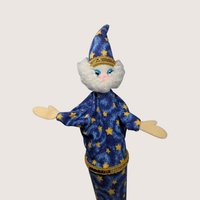 1970s Handmade Cloth Wizard Puppet Vintage Folk Art