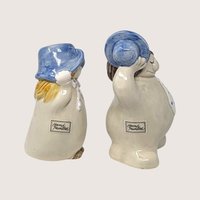 Vintage Fitz And Floyd Ceramic Hats Off Figural Bud Vase Pair