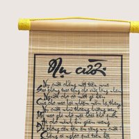 Vintage Vietnamese Bamboo Scroll Set Calligraphy Wall Art