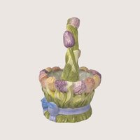 Vintage Silvestri Floral and Butterfly Ceramic Basket Planter
