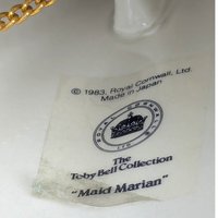 Vintage Royal Cornwall Toby Collection Maid Marian Ceramic Bell