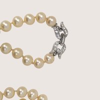 1960s Vintage Faux Pearl Rhinestone Clasp Necklace