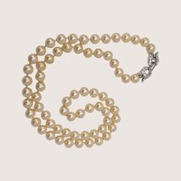 1960s Vintage Faux Pearl Rhinestone Clasp Necklace