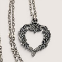 Vintage Silver Tone R Tennsmed Heart Pendant Necklace