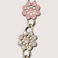 Vintage 2000s Rhinestone Floral Charm Bracelet Heartfelt Collection