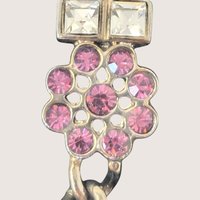 Vintage 2000s Rhinestone Floral Charm Bracelet Heartfelt Collection