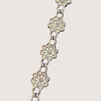 Vintage 2000s Rhinestone Floral Charm Bracelet Heartfelt Collection