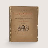Antique 1887 Fables de La Fontaine Tome Quatrieme book by A. Levy with missing covers and paper wrapper.