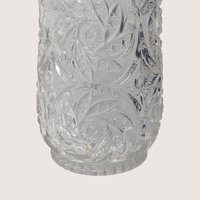 Mid-Century Vintage Cut Crystal Pinwheel Starburst Glass Vase