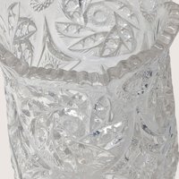 Mid-Century Vintage Cut Crystal Pinwheel Starburst Glass Vase