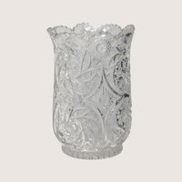 Mid-Century Vintage Cut Crystal Pinwheel Starburst Glass Vase