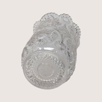 Mid-Century Vintage Cut Crystal Pinwheel Starburst Glass Vase