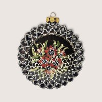 Vintage Handpainted Clay Cutwork Floral Christmas Ornament