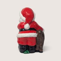 Vintage Handpainted Ceramic Santa And Reindeer Figurine