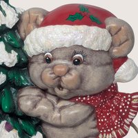 Vintage 1990s Ceramic Mouse Figurine Christmas Tree Decor