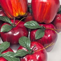 Set of 14 Vintage Plastic Apple Ornaments Red Fruit Decor