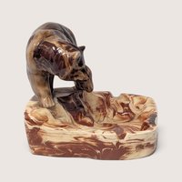 Vintage Alaska Clay By Carol Ceramic Bear Ashtray