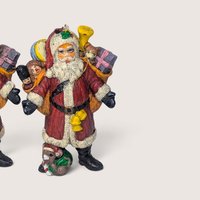 Vintage Set Of 2 Plastic Santa Ornaments